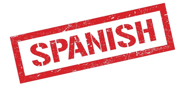 Hiszpania Czerwony Grungy Prostokąt Znak Znaczka — Zdjęcie stockowe