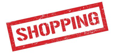 Alışverişe çıkan kırmızı grungy dikdörtgen pul işareti.