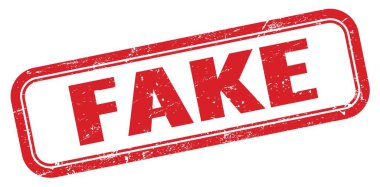 Sahte kırmızı çirkin dikdörtgen pul işareti.