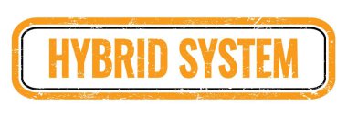 HYBRID SİSTEM Turuncu, grungy, dikdörtgen mühür işareti.