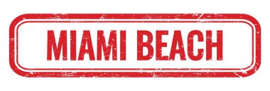 MIAMI BEACH Kırmızı grungy dikdörtgen mühür işareti.
