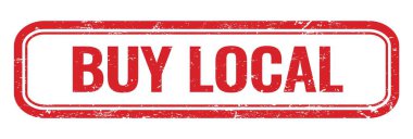 BUY LOCAL kırmızı grungy dikdörtgen mühür işareti.