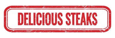 Lezzetli Biftekler kırmızı kirli dikdörtgen damga işareti.