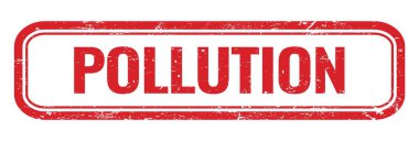 POLUTION kırmızı grungy dikdörtgen mühür işareti.