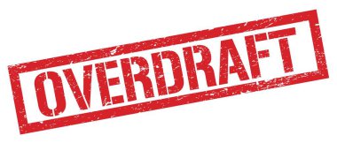 OVERDRAFT kırmızı grungy dikdörtgen mühür işareti.