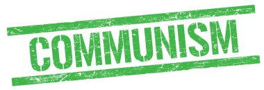 Yeşil grungy dikdörtgen damga işareti üzerine COMUNISM metni.