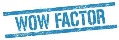 Wow FACTOR mavi grungy dikdörtgen işareti üzerinde metin.
