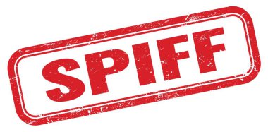 SPIFF kırmızı grungy dikdörtgen pul işareti.