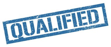 Kalifiye mavi grungy dikdörtgen pul işareti.