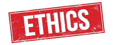 Kırmızı grungy dikdörtgen damga işareti üzerindeki ETHICS metni.