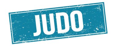 Mavi grungy dikdörtgen damga işareti üzerine JUDO metni.
