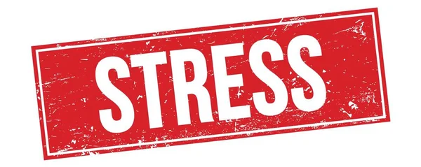 Stress Testo Rosso Grungy Rettangolo Timbro Segno — Foto Stock