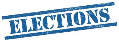 Mavi grungy dikdörtgen vintage damga üzerinde ELEKSİYON metin.