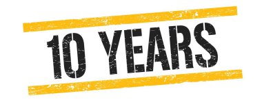 10 YIL SONRA Siyah sarı grungy çizgi damgası.