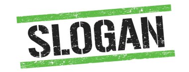 Siyah yeşil çizgiler üzerindeki SLOGAN metni pul işareti.