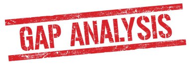 Kırmızı grungy dikdörtgen damga işareti üzerinde GAP ANALYSIS metni.
