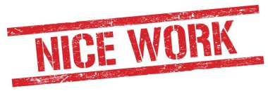 Kırmızı grungy dikdörtgen damga işareti üzerinde güzel çalışma metni.