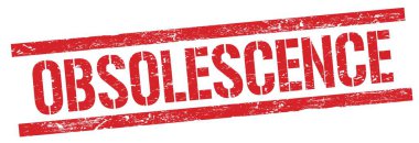 Kırmızı grungy dikdörtgen damga işareti üzerinde OBSOLESCENCE metin.