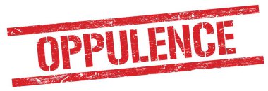 Kırmızı grungy dikdörtgen damga işareti üzerinde OPPULENCE metin.