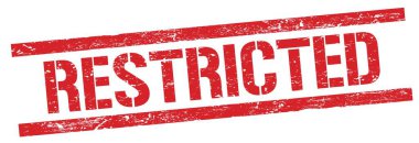 Kırmızı grungy dikdörtgen damga işareti üzerinde RESTRICTED metin.