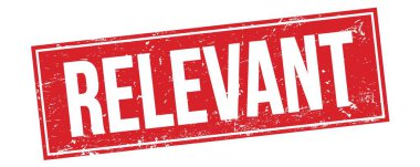 Kırmızı grungy dikdörtgen damga işareti üzerindeki RELEVANT metni.