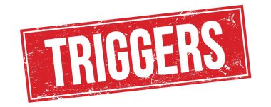 TRIGERS kırmızı grungy dikdörtgen mühür işareti üzerinde metin.