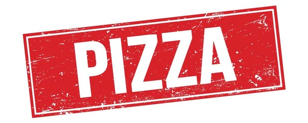 Pizza Text Red Grungy Rectangle Stamp Sign — Stock Photo, Image