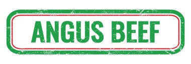 ANGUS BEEF yeşil grungy dikdörtgen damgası işareti.