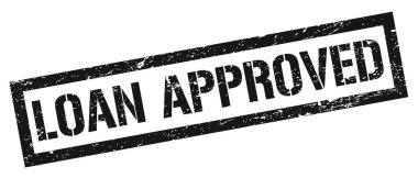 Kredi onaylı siyah, kirli, dikdörtgen damga işareti.