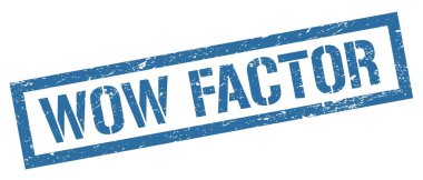 Wow FACTOR mavi grungy dikdörtgen damga işareti.