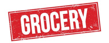 Kırmızı grungy dikdörtgen mühür işareti üzerinde GROCERY metin.