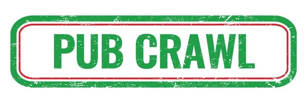 Pub Crawl绿色长方形邮票标志 — 图库照片