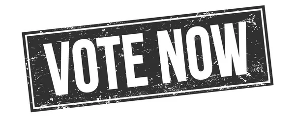 黑色黑色长方形邮票标志上的Vote Now文字 — 图库照片