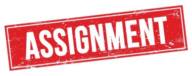 Kırmızı grungy dikdörtgen damga işareti üzerinde ASSIGNMENT metin.
