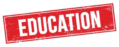 Kırmızı grungy dikdörtgen damga işareti üzerinde EDUCATION metni.