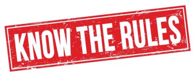 Kırmızı grungy dikdörtgen damga işareti üzerinde kural metni biliyorum.