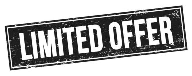 Siyah grungy dikdörtgen mühür işareti üzerinde sınırlı teklif metni.