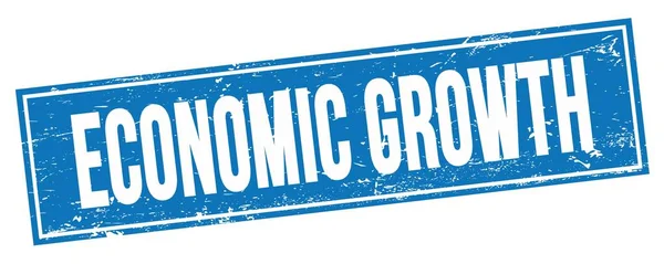 蓝色黑色矩形邮票标志上的经济增长文字 — 图库照片