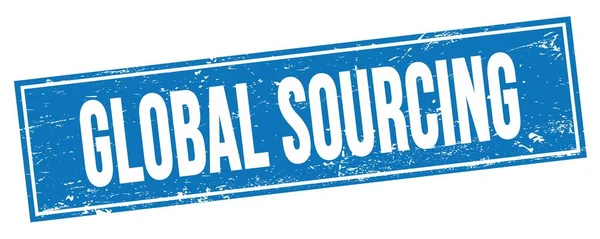 Global Sourcing Text Blue Grungy Rectangle Stamp Sign — ストック写真