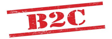 Kırmızı grungy vintage kauçuk damga üzerine B2C metin.