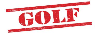 Kırmızı grungy vintage kauçuk damga üzerine GOLF metni.