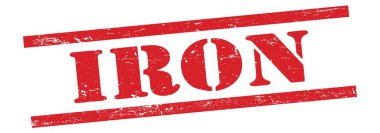 Kirmizi, grungy vintage kauçuk damga üzerine Demir Metin.