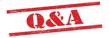 Kırmızı grungy vintage kauçuk damga üzerine Q & A metni.