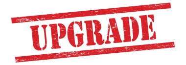 Kırmızı grungy vintage kauçuk damga üzerinde UPGRAD metin.