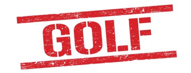 Kırmızı grungy dikdörtgen damga işareti üzerine GOLF metni.