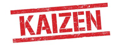 Kırmızı grungy dikdörtgen damga işareti üzerinde KAIZEN metin.