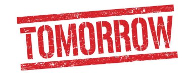 Kırmızı grungy dikdörtgen damga işareti üzerinde yarın metin.