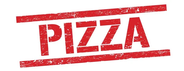 Pizza Testo Rosso Grungy Rettangolo Timbro Segno — Foto Stock
