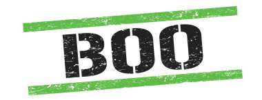 Siyah yeşil grungy çizgileri üzerinde BOO metni mühür işareti.