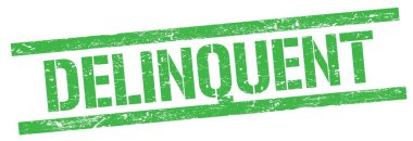 Yeşil grungy dikdörtgen damga işareti üzerinde DELQUENT metin.